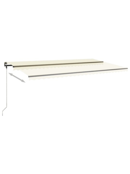 Izvelkama markīze ar led, 600x300 cm, manuāla, krēmkrāsas