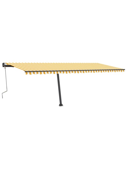 Izvelkama markīze ar led, 600x300 cm, manuāla, dzeltena, balta