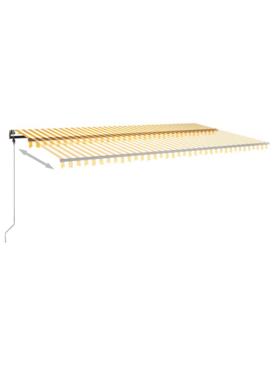 Izvelkama markīze ar led, 600x300 cm, manuāla, dzeltena, balta