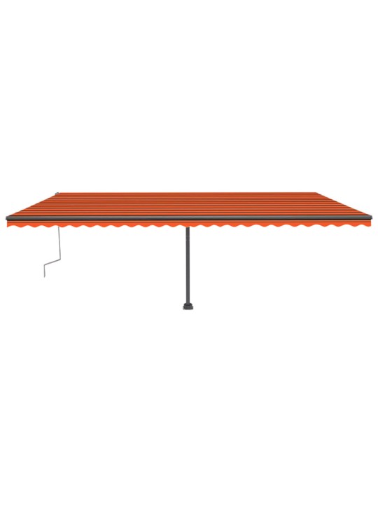 Izvelkama markīze ar led, 600x300 cm, manuāla, oranža un brūna