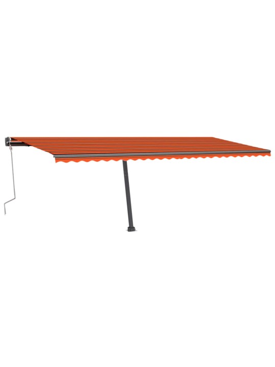 Izvelkama markīze ar led, 600x300 cm, manuāla, oranža un brūna