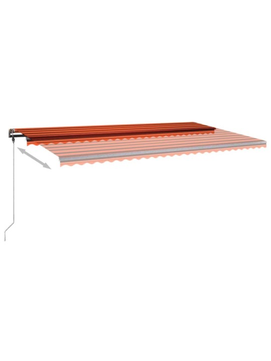 Izvelkama markīze ar led, 600x300 cm, manuāla, oranža un brūna