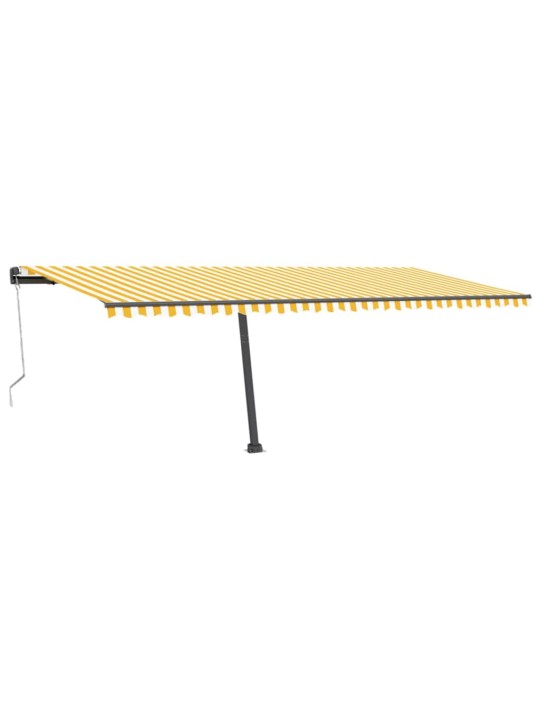 Markīze ar stabu, 600x300 cm, automātiska, dzeltena/balta