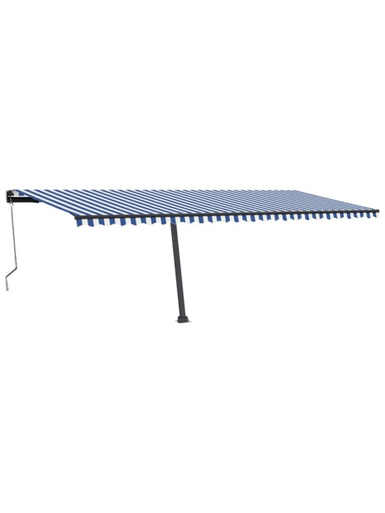 Izvelkama markīze, led, vēja sensors, 600x300 cm, zila un balta