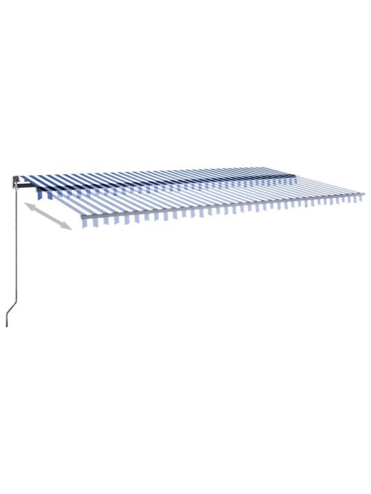 Izvelkama markīze, led, vēja sensors, 600x300 cm, zila un balta