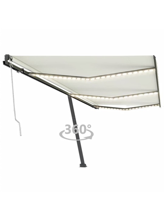Izvelkama markīze ar led un vēja sensoru, krēmkrāsa, 600x300 cm