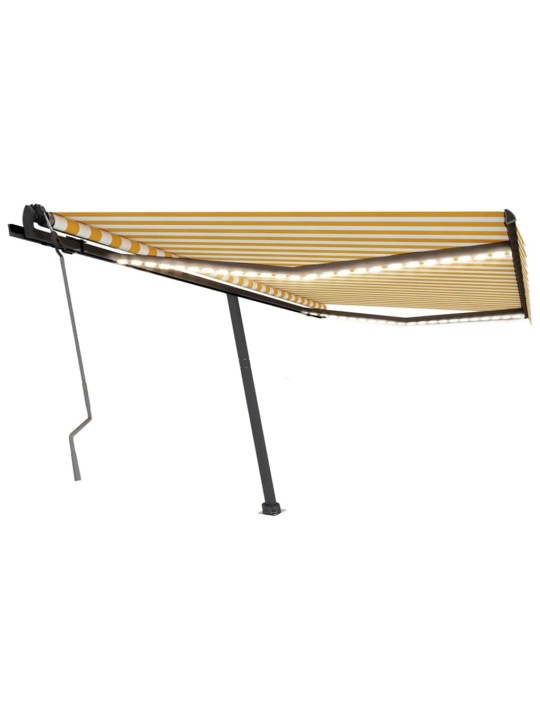 Izvelkama markīze ar led, 400x350 cm, manuāla, dzeltenbalta