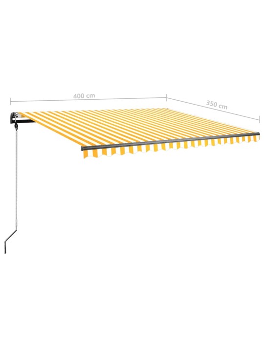 Izvelkama markīze ar led, 400x350 cm, manuāla, dzeltenbalta