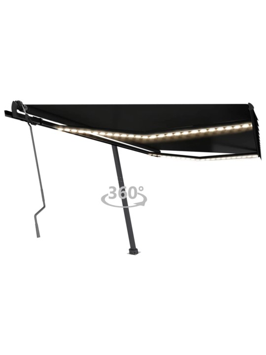 Izvelkama markīze ar led, 400x350 cm, manuāla, antracītpelēka