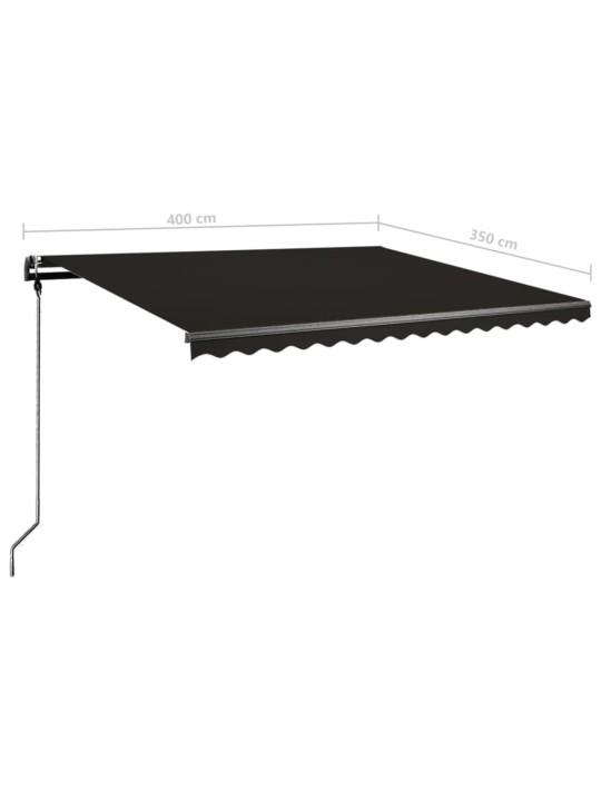 Izvelkama markīze ar led, 400x350 cm, manuāla, antracītpelēka