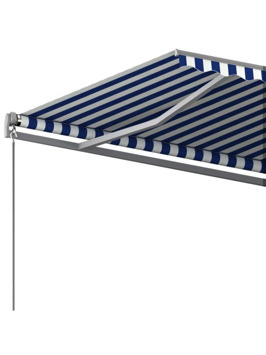 Markīze ar stabu, 400x350 cm, automātiska, zila/balta