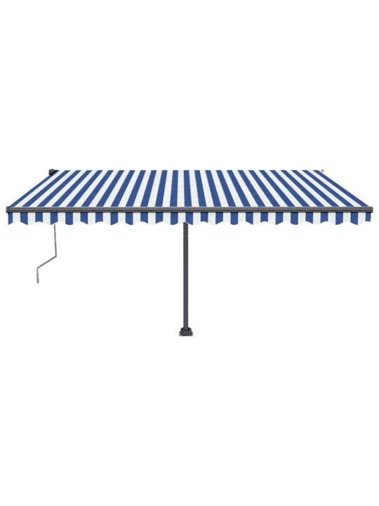 Izvelkama markīze, led, vēja sensors, 400x350 cm, zila un balta