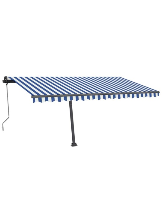 Izvelkama markīze, led, vēja sensors, 400x350 cm, zila un balta