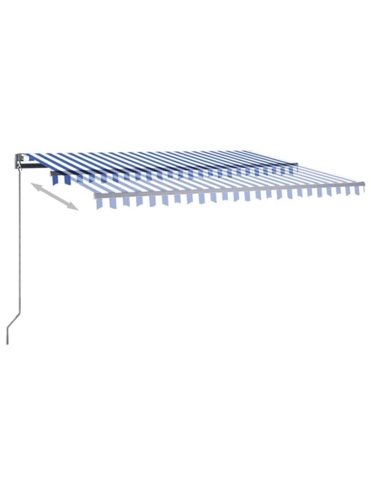 Izvelkama markīze, led, vēja sensors, 400x350 cm, zila un balta