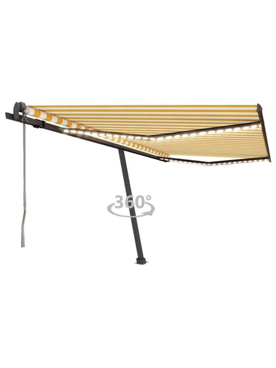 Izvelkama markīze, led, vēja sensors, 400x350 cm, dzeltenbalta