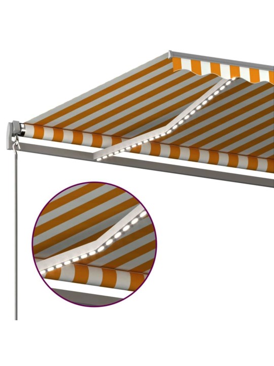 Izvelkama markīze, led, vēja sensors, 400x350 cm, dzeltenbalta