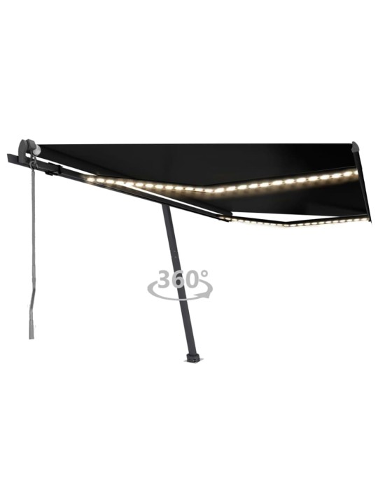 Izvelkama markīze ar led un vēja sensoru, 400x350 cm, pelēka