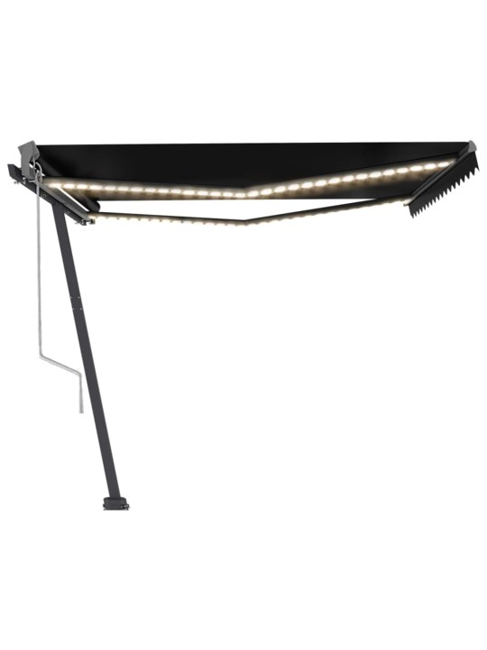 Izvelkama markīze ar led un vēja sensoru, 400x350 cm, pelēka