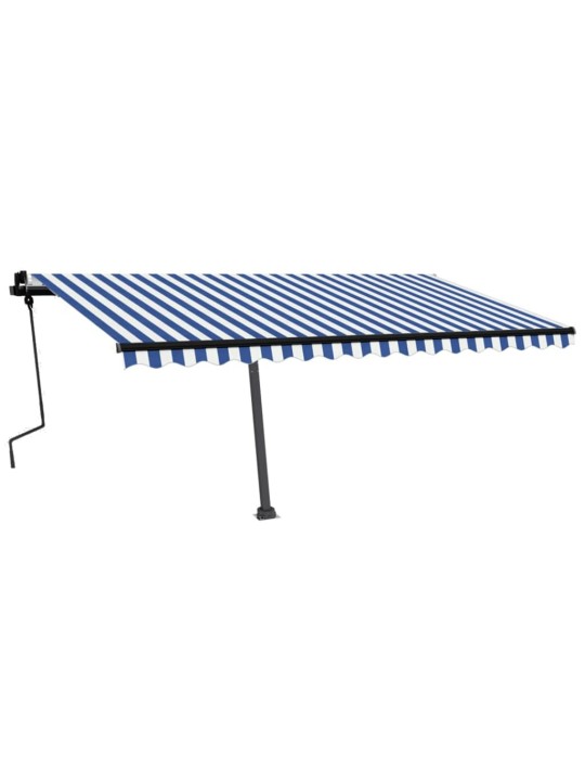 Izvelkama markīze ar led, 450x350 cm, manuāla, zila un balta