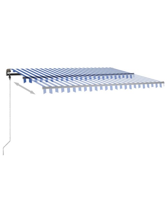 Izvelkama markīze ar led, 450x350 cm, manuāla, zila un balta