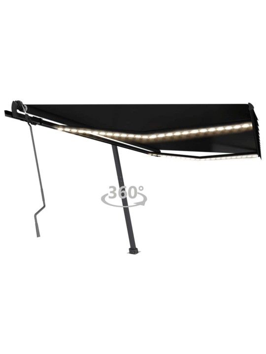 Izvelkama markīze ar led, 450x350 cm, manuāla, antracītpelēka