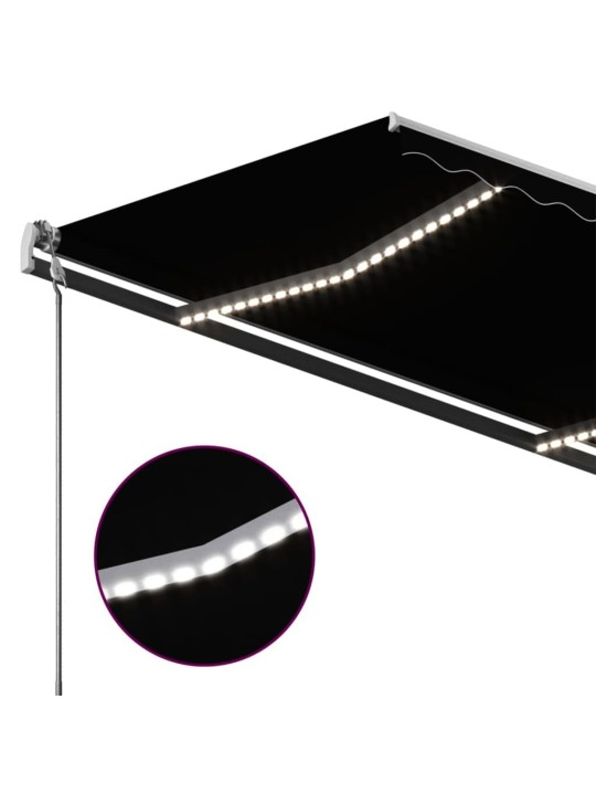 Izvelkama markīze ar led, 450x350 cm, manuāla, antracītpelēka