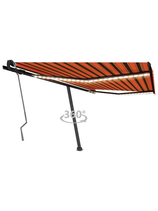 Izvelkama markīze ar led, 450x350 cm, oranža un brūna