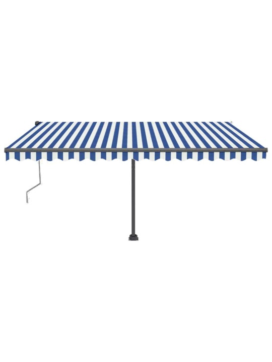 Izvelkama markīze, led, vēja sensors, 450x350 cm, zila un balta