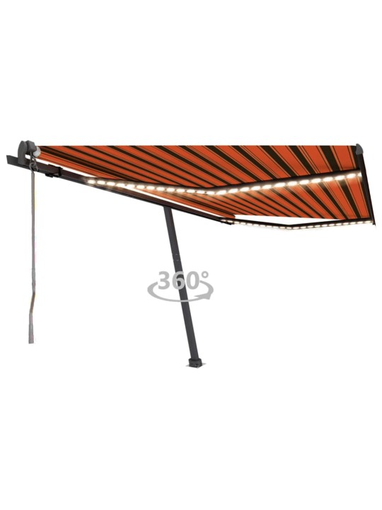 Izvelkama markīze, led, vēja sensors, oranži brūna, 450x350 cm
