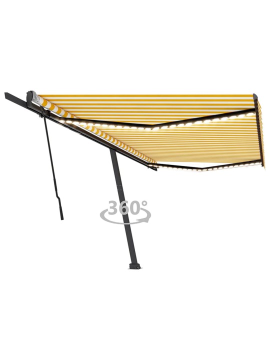 Izvelkama markīze ar led, 500x350 cm, manuāla, dzeltenbalta