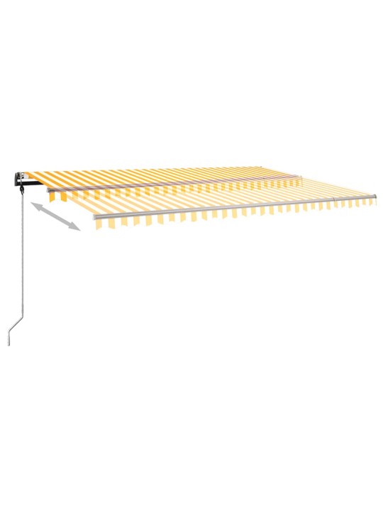 Izvelkama markīze ar led, 500x350 cm, manuāla, dzeltenbalta