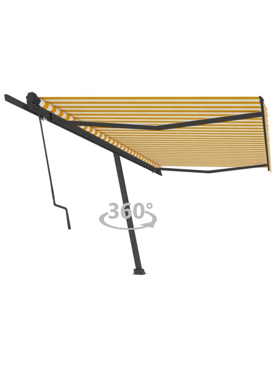 Markīze ar stabu, 500x350 cm, automātiska, dzeltena/balta