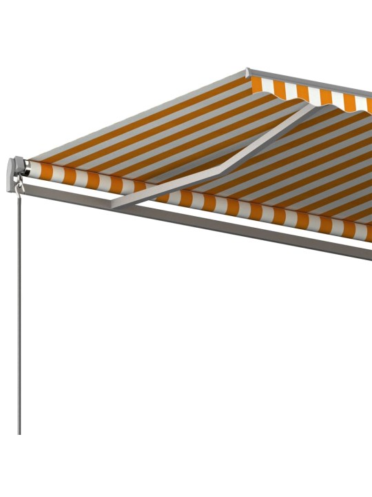 Markīze ar stabu, 500x350 cm, automātiska, dzeltena/balta