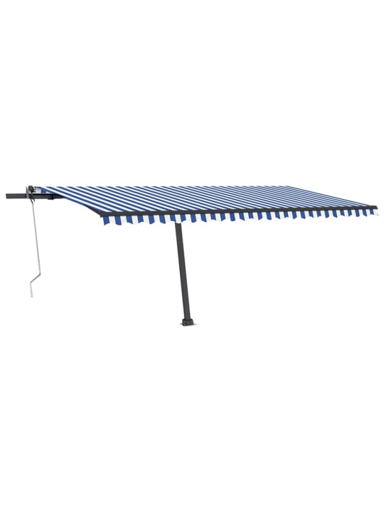 Markīze ar led un vēja sensoru, 500x350 cm, zila un balta