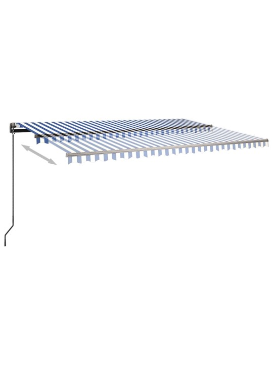 Markīze ar led un vēja sensoru, 500x350 cm, zila un balta