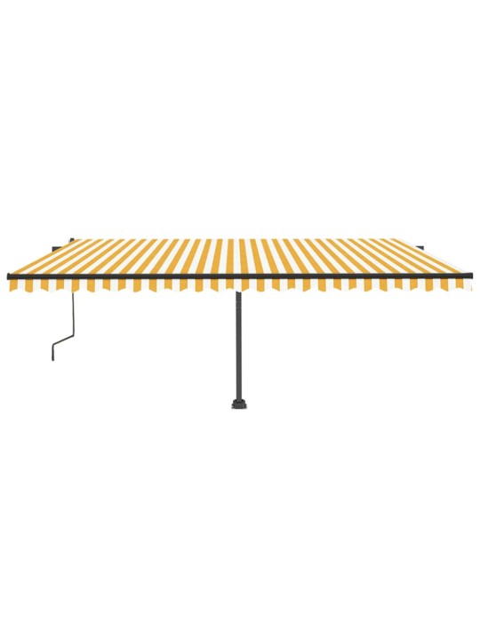 Markīze ar led un vēja sensoru, 500x350 cm, dzeltena/balta