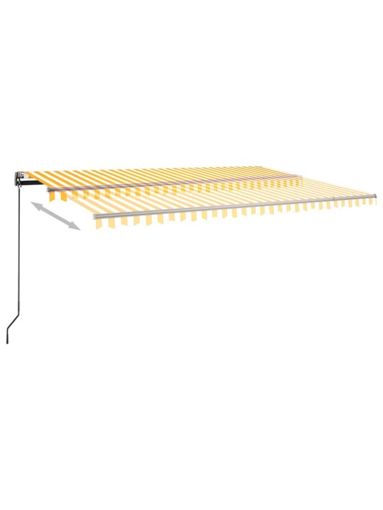Markīze ar led un vēja sensoru, 500x350 cm, dzeltena/balta