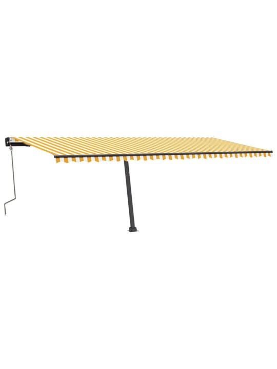 Izvelkama markīze ar stabu, 600x350 cm, manuāla, dzeltena/balta