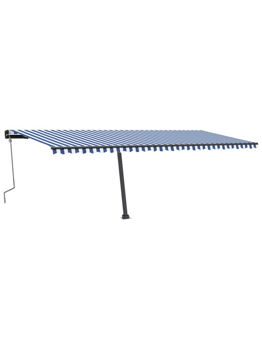Izvelkama markīze ar led, 600x350 cm, manuāla, zila un balta