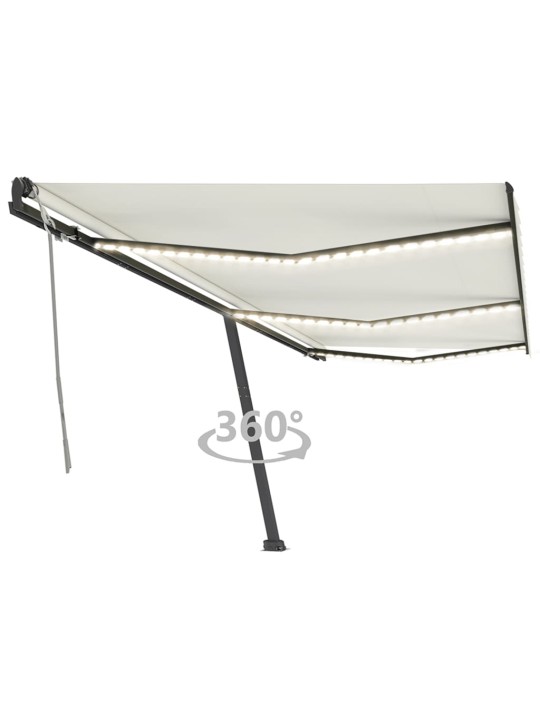 Izvelkama markīze ar led, 600x350 cm, manuāla, krēmkrāsas