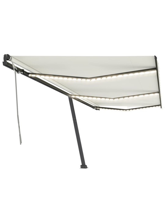 Izvelkama markīze ar led, 600x350 cm, manuāla, krēmkrāsas