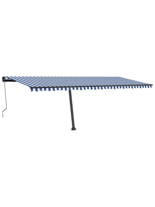 Markīze ar stabu, 600x350 cm, automātiska, zila/balta