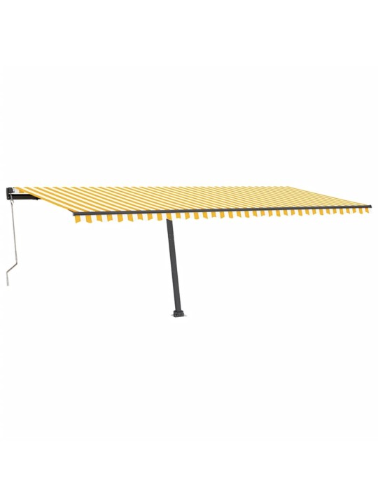 Markīze ar stabu, 600x350 cm, automātiska, dzeltena/balta