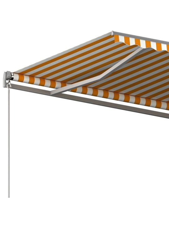 Markīze ar stabu, 600x350 cm, automātiska, dzeltena/balta