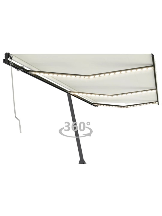 Izvelkama markīze ar led un vēja sensoru, krēmkrāsas, 600x350cm