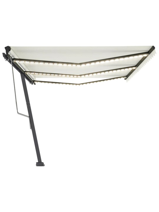 Izvelkama markīze ar led un vēja sensoru, krēmkrāsas, 600x350cm