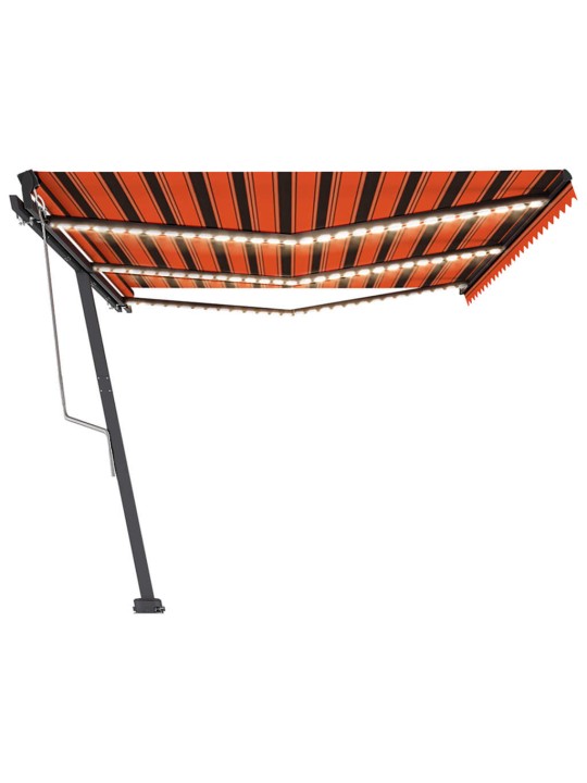 Izvelkama markīze, led, vēja sensors, oranži brūna, 600x350 cm