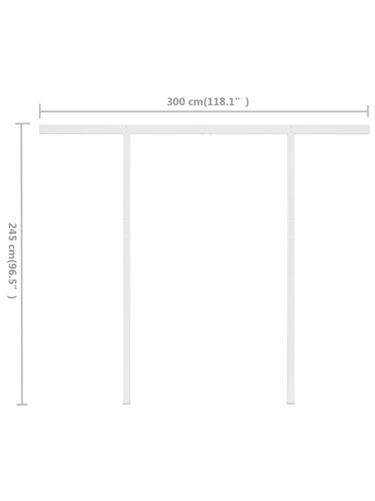 Izvelkama markīze ar stabiem, 3x2,5 m, manuāla, zili balta