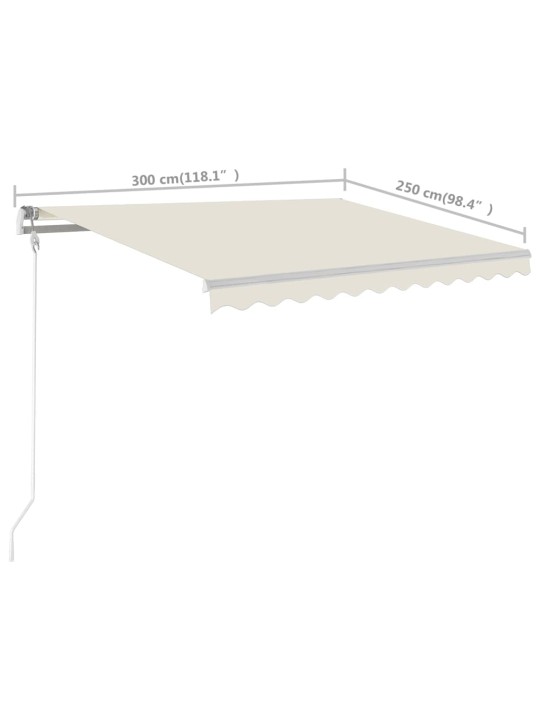 Izvelkama markīze ar stabiem, 3x2,5 m, manuāla, krēmkrāsas