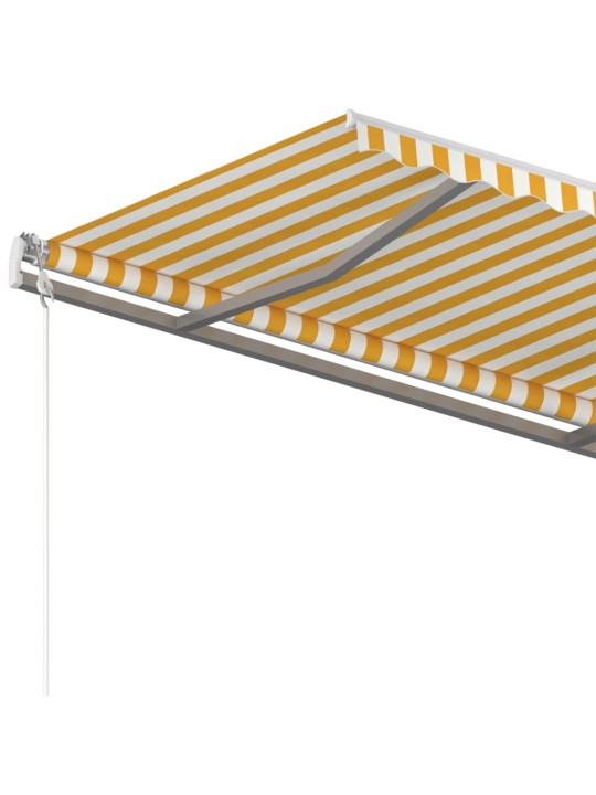 Izvelkama markīze ar stabiem, 3x2,5 m, manuāla, dzelteni balta